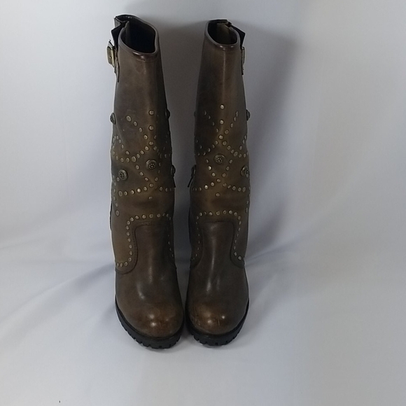 ASH Rolls Studded Brown Heeled Boots 37 - Picture 10 of 12
